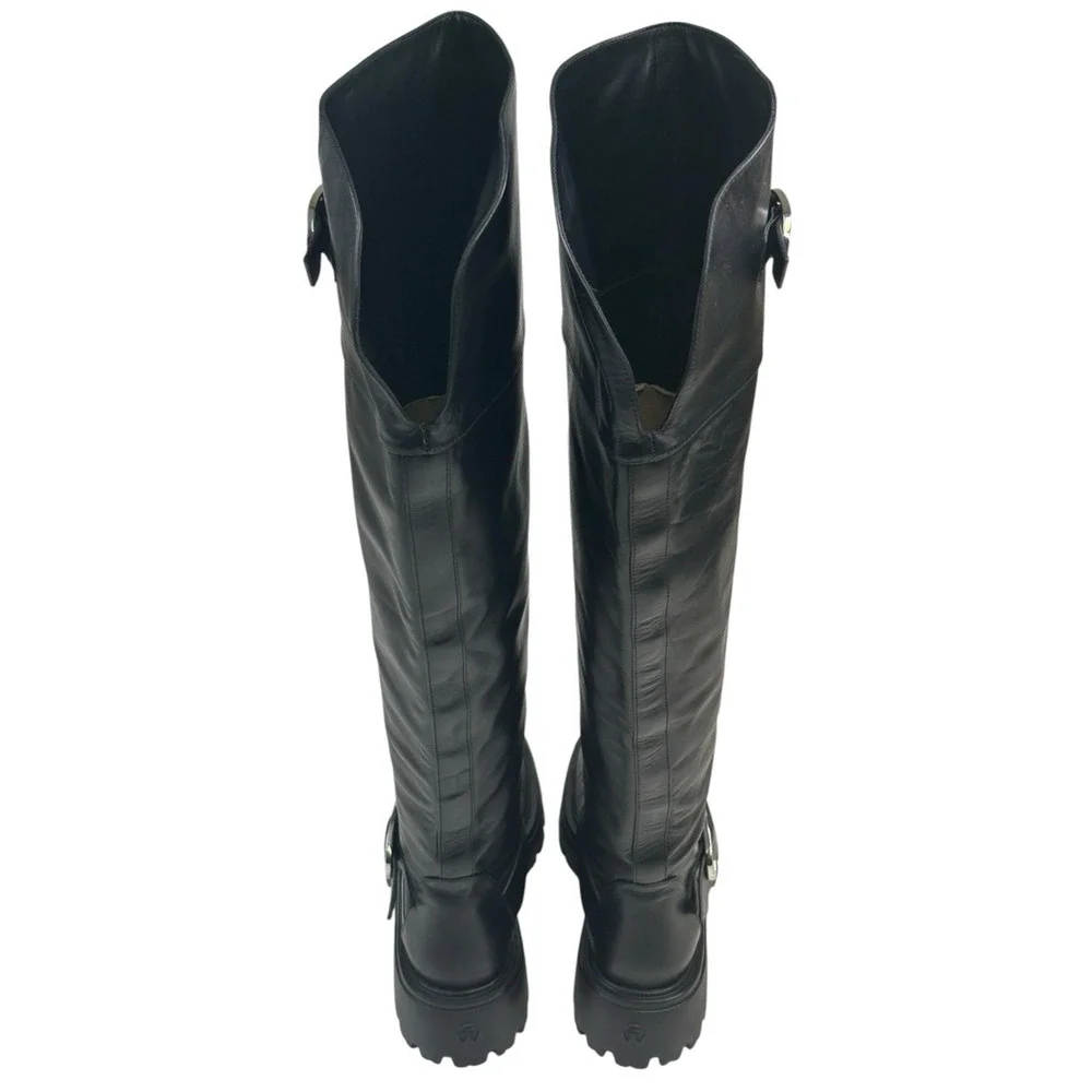 Stuart Weitzman Emerson 50MM Buckle-Accented Leather Tall Boots Size 7B New $950